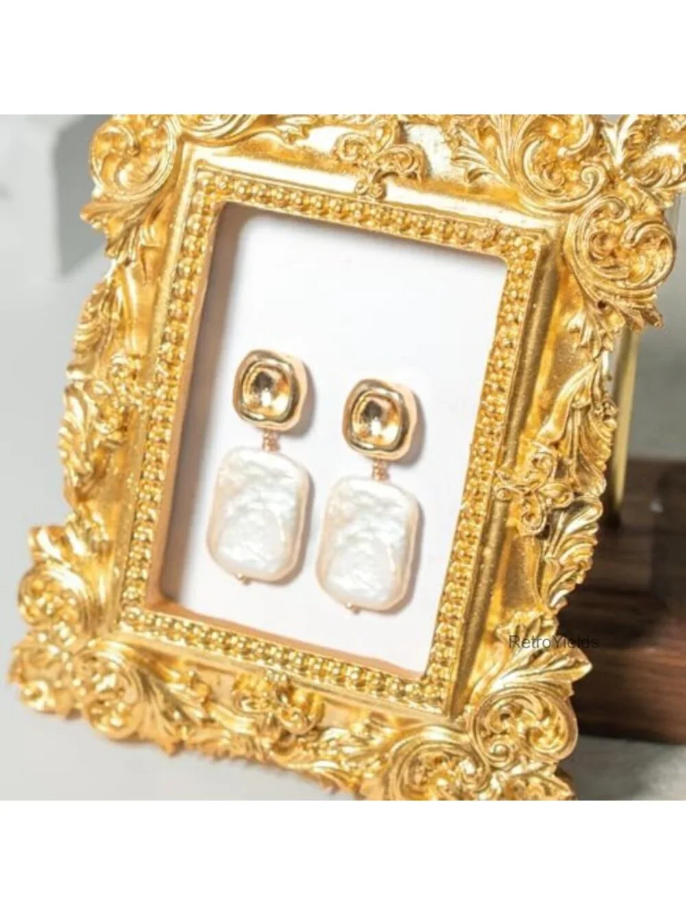 Baroque Pearl Drop Earrings 18K Gold Plated Dangle for Women
